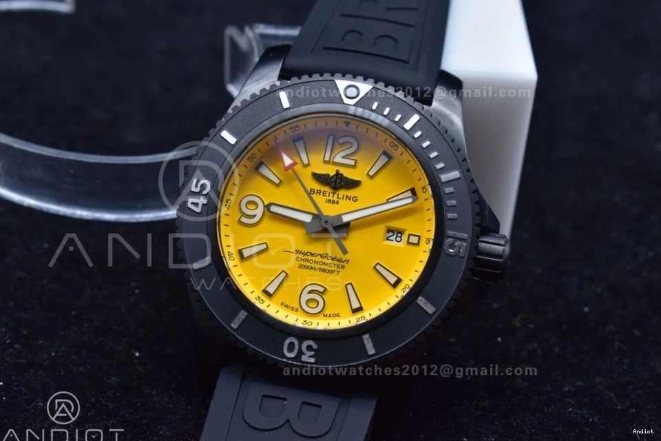on Black 44 Edition Dial Yellow Strap Rubber Black TF A2824 Automatic 1:1 Best Superocean Bezel 0405